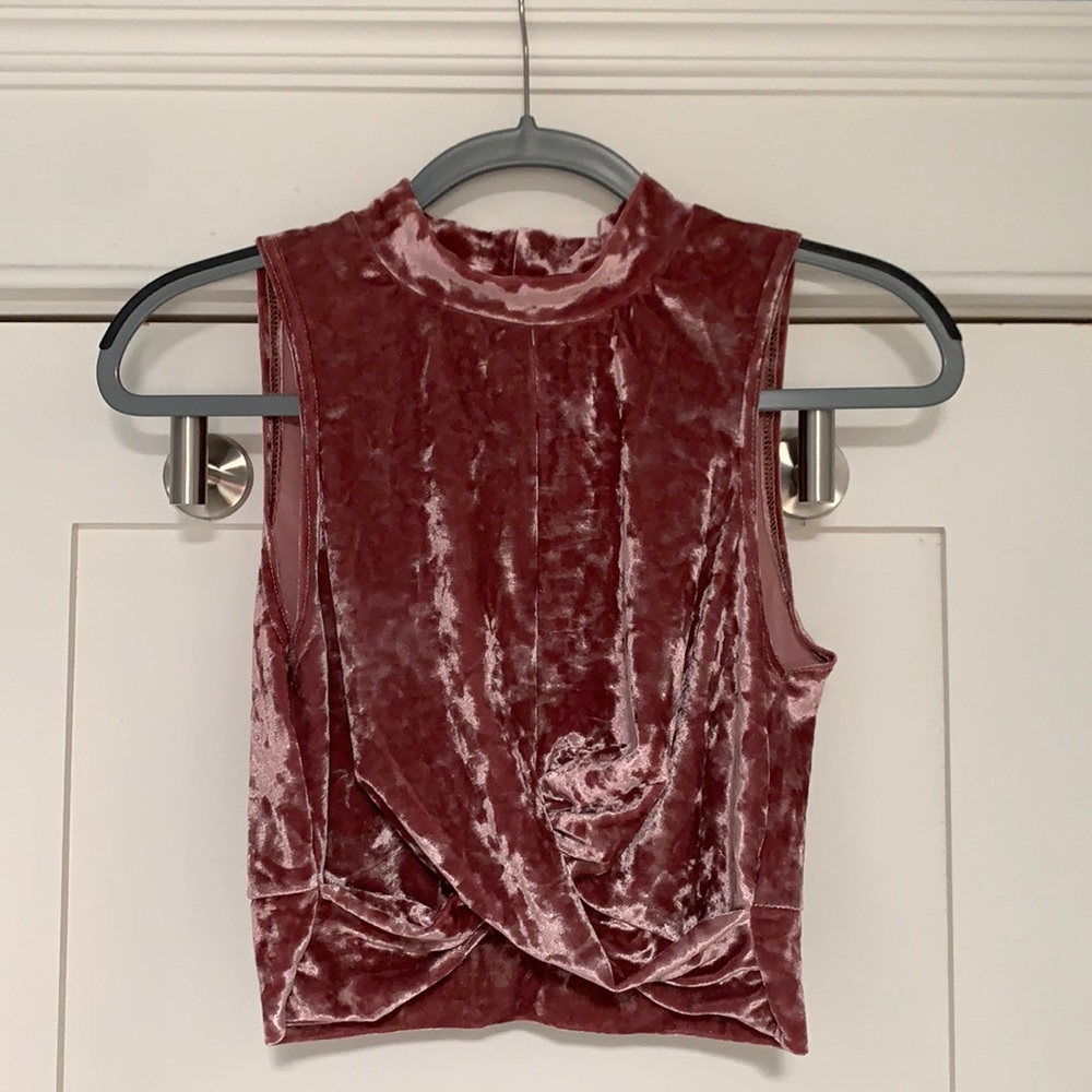 Topshop Pink Velour Crop Top